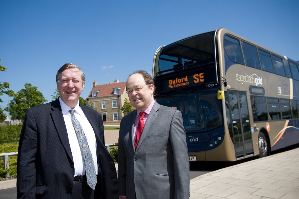 Launch of new bus route through Kingsmere Development - Bicester - 21/5/15  Lord Jamie Borwick pictured with Martin Sutton.